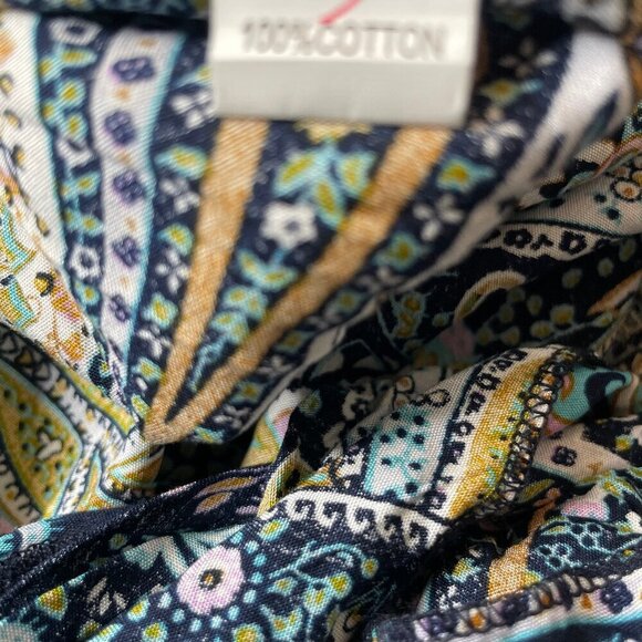 AELSON Women's Boho V Neck Paisley Print Flare Sleeves Romper Concert Sz XL - Picture 9 of 10